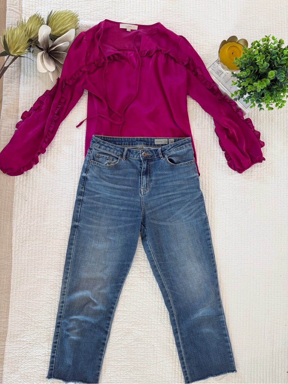 Vero Moda Medium Blue Cropped Straight Jeans Size 6